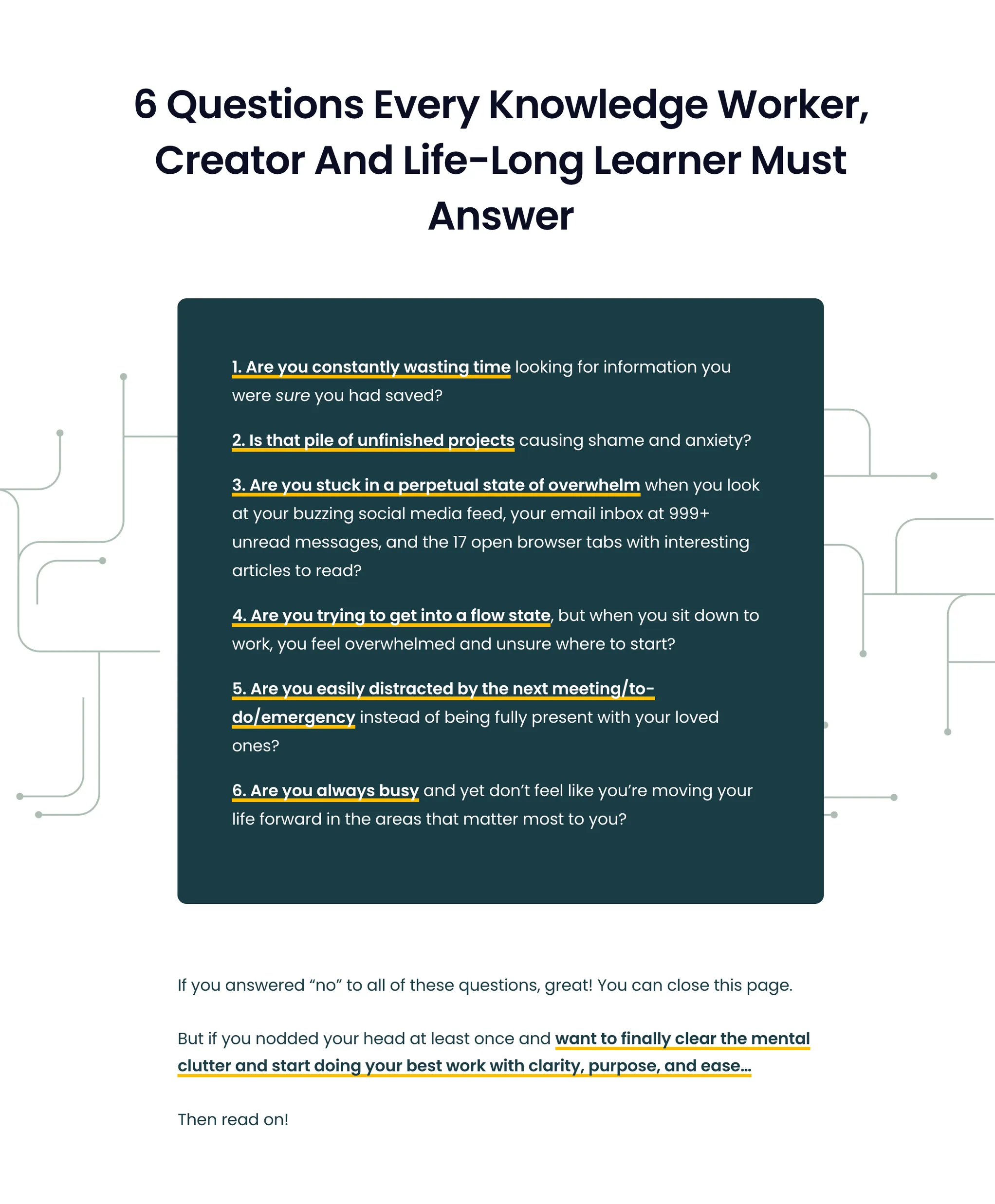 Build a Second Brain's Problem Statement